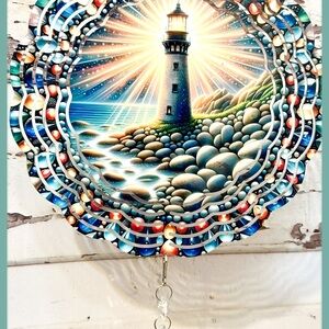 Lighthouse 10" Wind Spinner | Porch-Patio Decor | Sublimation Wind Spinner